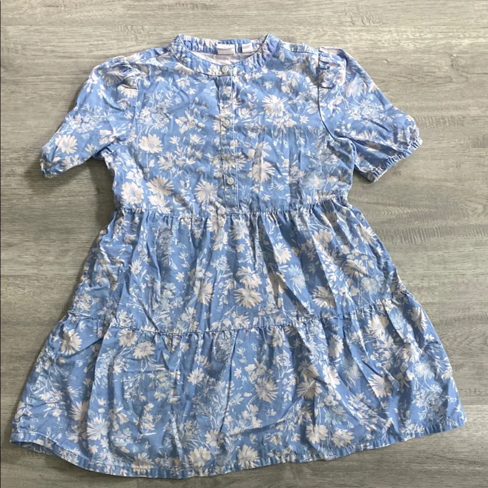 Girls GAP kids Blue and White floral cotton dress size S 4-5T - Picture 1 of 7